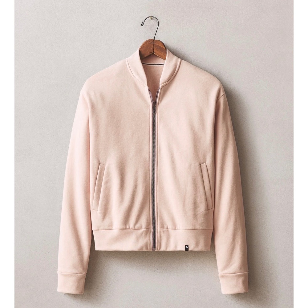 NWOT American Giant Women's Fleece Bomber Jacket XL Pale Pink Zip Casual